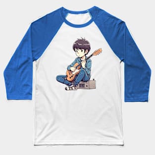 A boy playing his favourite guitar Baseball T-Shirt